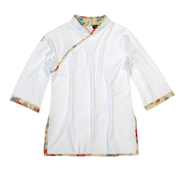 格安即決 アジアン衣料 タイシルク イカット 絣織 アオザイ風 着丈の長いシャツ