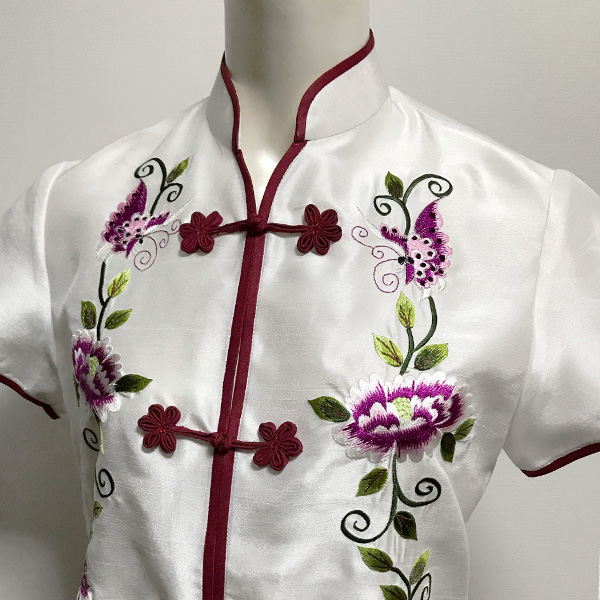 半袖チャイナ刺繍ブラウス 女性用 レディース チャイナ服 シノワズリ